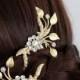 Wedding Hair Comb Set Matt Gold Leaves Bridal Hair Accessory Comb Pair ASHER COMB SET