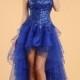 A Line Sweetheart High Low Blue Cocktail Party Dress