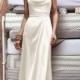 Ivory Chiffon Sleeveless Cowl Neck Floor Length Bridesmaid Dress At Natural Waist