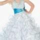 Halter Sweep Train Organza White Ball Gown Girls Pageant Dress