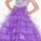 V Neck Sweep Train Organza Purple A Line Girls Pageant Dress