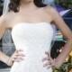 Beaded Lace Tulle Fit And Flare Strapless Tulle Halter Wedding Gown