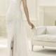 2014 Charming Flattered Strapless Draped Wedding Dresses with Split Skirt