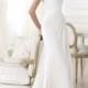 Elegant V-neck Draped Wedding Dresses with Semi-sheer Back Flared Skirt