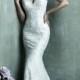 Dreamy Lace Sheath V-neck Wedding Dresses with Deep V-back