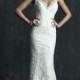 Beaded Straps Plunging Neckline Wedding Dresses with Low Back