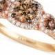 Le Vian Chocolate and White Diamond Three-Stone Ring in 14k Rose Gold (1 ct. t.w.)