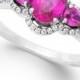 Ruby (1-3/8 ct. t.w.) and Diamond (1/8 ct. t.w.) Three-Stone Ring in 14k White Gold