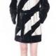 Amber/fashion faux black mink cashmere with black and white mink fur middle women coat