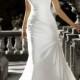 Beaded Spaghetti Staps Ruched Bodice Square Neckline Simple Wedding Dresses