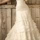 Strapless A-line Scoop Neckline Tiered Ruffled Vintage Wedding Dresses