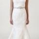 Strapless Mermaid Sweetheart Lace Wedding Dresses with Beaded Belt