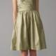 Sage Halter Full Skirt Taffeta Bridesmaid Dress
