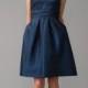 Navy Strapless Ruched Taffeta Bodice A-line Cocktail Dress