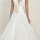 A-line Plunging Halter Ball Gown Wedding Dresses with Ruched Bodice