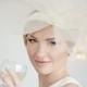 Designer Bridal Fascinator - Oversized Ivory Off White - Crinoline Cocktail Hat Show Stopper Headpiece Weddings - Bridal Wedding Head Dress