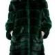 Dark green faux beaver fur long fur coat
