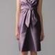 Elegant Lilac Deep V-neck Knee-length Silk Bridesmaid Dress