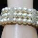 Bridal Pearl Bracelet, Wedding Bracelet, Pearl Jewelry, Wedding Accessories, Gifts for Her, Rhinestone Bracelet, Vintage Style