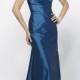 Elegant Long Blue Bridesmaid Dress with Off The Shoulder Neck