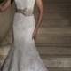 Strapless Mermaid Scalloped Back Lace Appliques Wedding Dresses