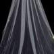 Cathedral Length Bridal Veil With Crystal Edge And Scattered Crystals, Crystal Bridal Veil, White Diamond Ivory Veil, Style 1033 'Megan'