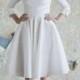 Classic Vintage A-line 3/4 Length Sleeves Tea Length Wedding Dresses