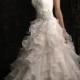Strapless A-line Sweetheart Floor Length Wedding Dresses with Ruffled Skirt