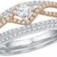 1/2 CT. T.W. Round Diamond Prong Set Bridal Ring in Sterling Silver with 10K Pink Gold