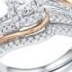 1/2 CT. T.W.  Round Diamond Prong Set Bridal Ring with 10K Pink Gold in Sterling Silver