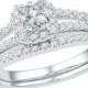 1/2 CT. T.W. Women's Round and Princess Diamond with Prong and Pave Set Bridal Ring in 10K White Gold