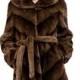 Faux dark brown mink fur with black strips women middle coat