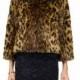 Faux leopard printing mink fur with black lace trim women short coat