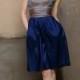 Slate Knee Length Designer Bridesmaid Dress with Marine Pleated Skirt
