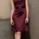 Burgundy Satin One Shoulder Knee Length Bridesmaid Dress