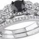 .6 CT. T.W. Round Diamond and .15 CT. T.W. Diamond Bridal Ring Set in Sterling Silver (GH I2-I3) - Black