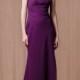 Purple One Shoulder Long Bridesmaid Dress with Empire Waist