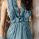 Formal Floor Length Bridesmaid Gown with Pleated Halter V-neck
