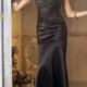 Scoop Neck Floor Length A-line Satin Black Bridesmaid Dress