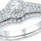 1/2 CT. T.W. Round Diamond Prong and Pave Set Bridal Ring in 10K White Gold