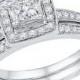 3/4 CT. T.W. Round Diamond Prong and Pave Set Bridal Ring in 10K White Gold