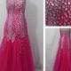 2015 Sexy Beaded Mermaid Floor Length Prom Dresses Evening Gown