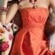 Pumpkin Strapless A-line Knee-length Bridesmaid Dress