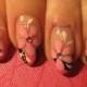 Nail Art: Hot Pink And Black French With Flower And Rhinestone