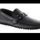 LOUIS VUITTON LV Mens Black Grained Leather Loafer Shoes