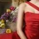 Cranberry Floor Length Draped Bridesmaid Dress