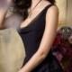 Cowl Neck Chiffon Knee-length Black Bridesmaid Dress
