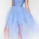 Sheer High Neck Beaded Bodice Knee Length Prom Dresses with Fairy Skirt