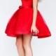 Red Strapless Sweetheart Short Prom Dresses with Slim Bow Band