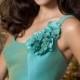 Turquoise Sleeveless Empire Waist Knee Length Bridesmaid Dress